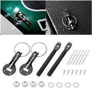 Kit di Blocco Pin per Capotto Motore Universale - Alluminio - Nero - Duraturo - 25 x 15 x 2 cm - 1 Pezzo - Protezione della Cavità Motore - Blocco Motocapotto