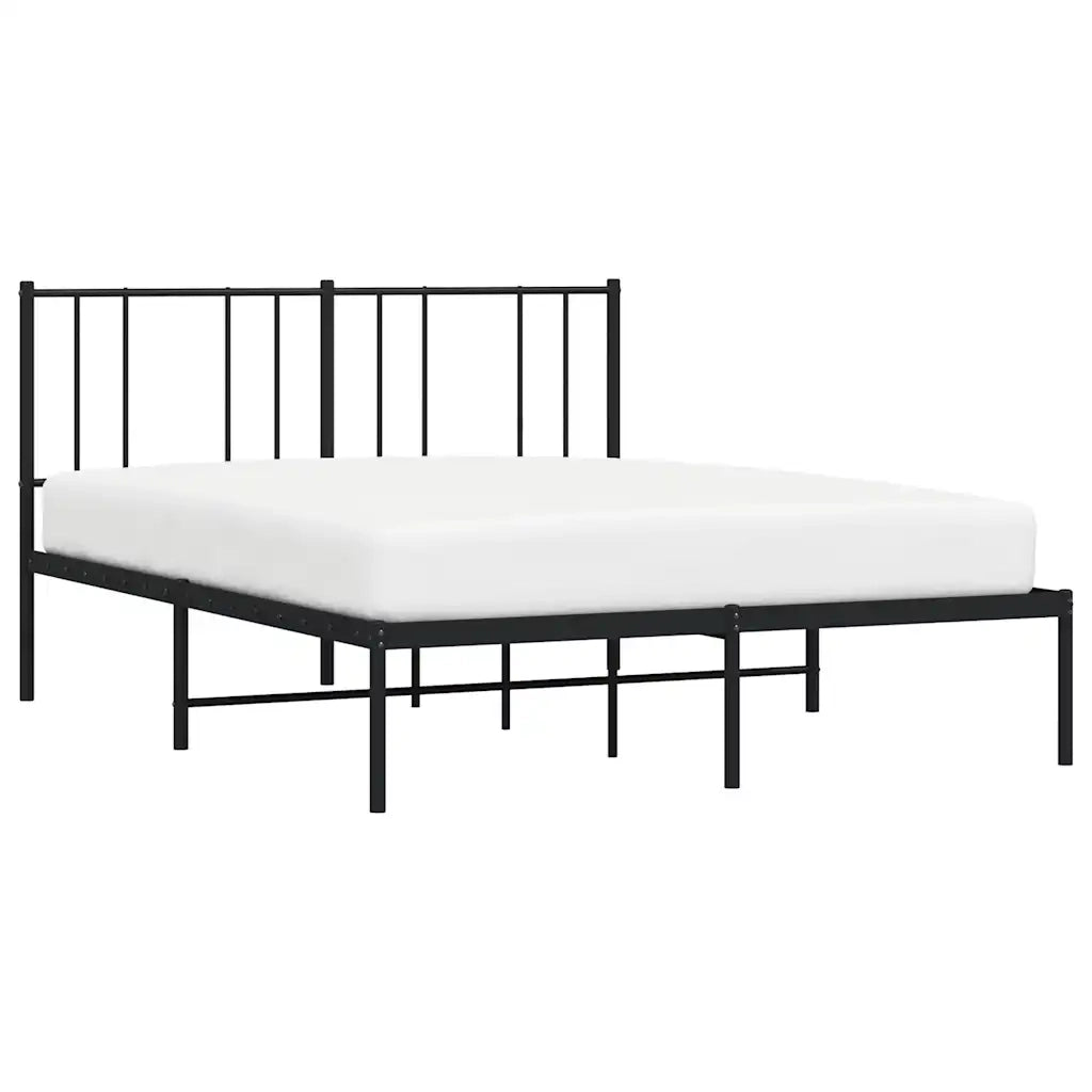 Letto matrimoniale | Letto per adulti | Giroletto con Testiera in Metallo Nero 140x200 cm