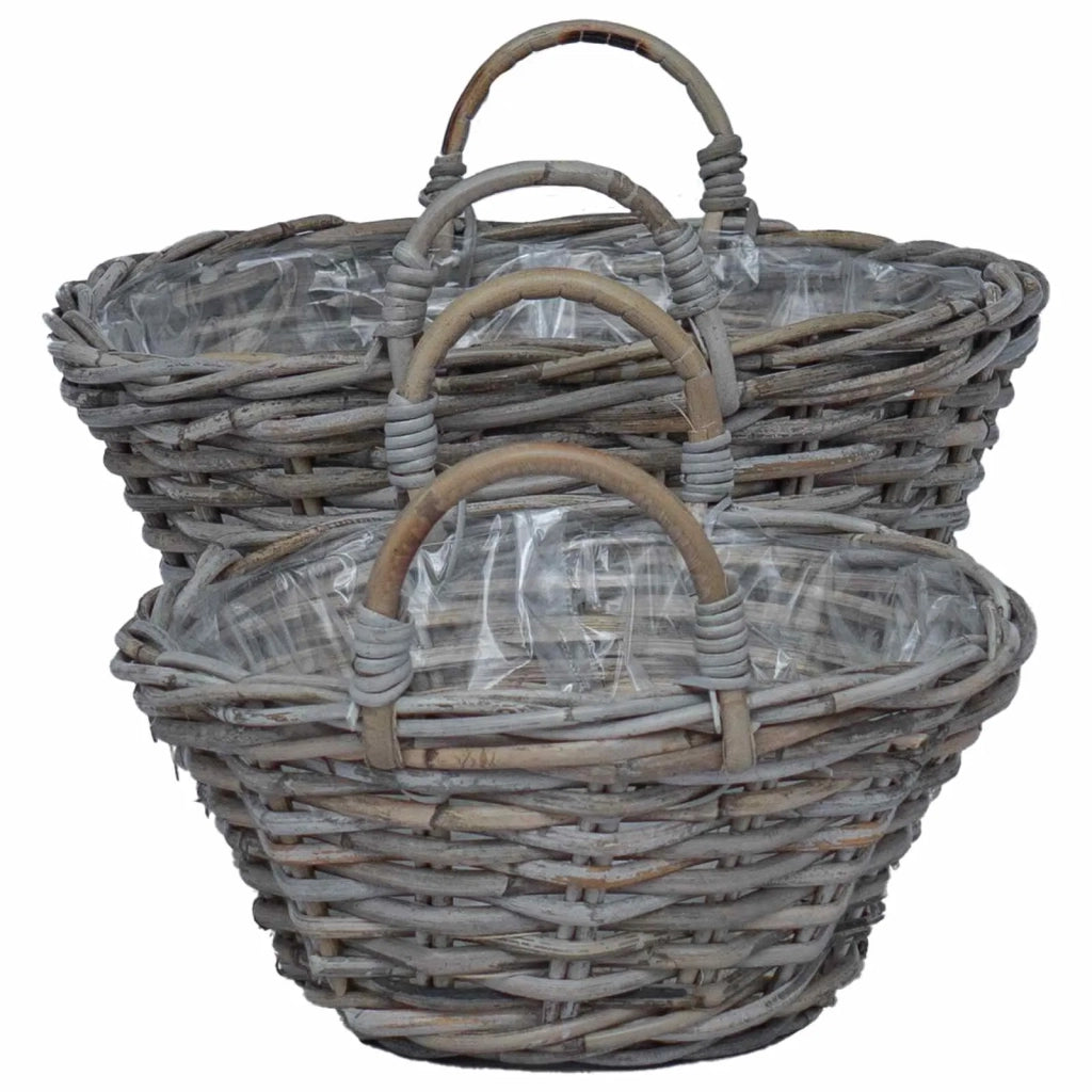 Cesto per Piante con archiviazione 2 pcs Grigio Rattan Lacak 42020963