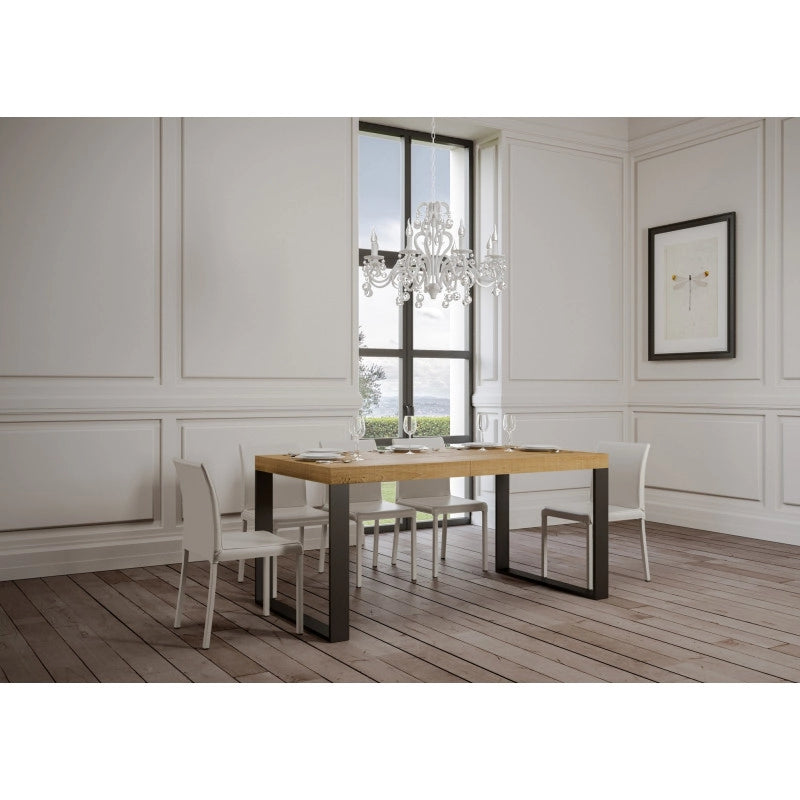 Tavolo allungabile 200/460x90 cm Tecno telaio Antracite - Quercia Natura