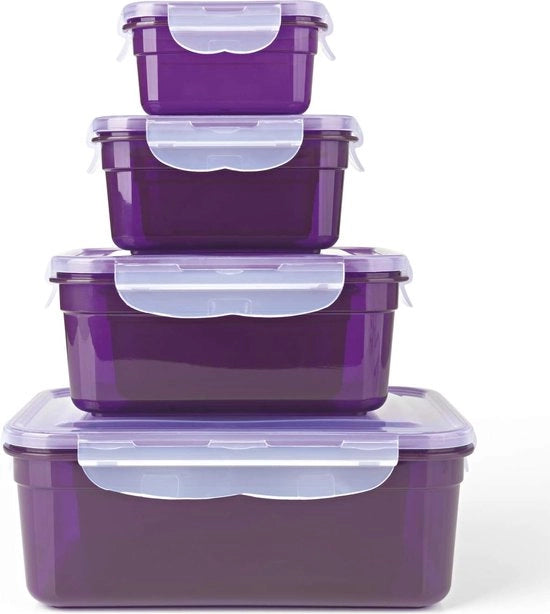 Set di contenitori di stoccaggio da 7 pezzi | Resistenti a lavastoviglie, microonde e congelatore | Coperchio BPA-free con chiusura a 4 click | Stivellabili l'uno sull'altro
