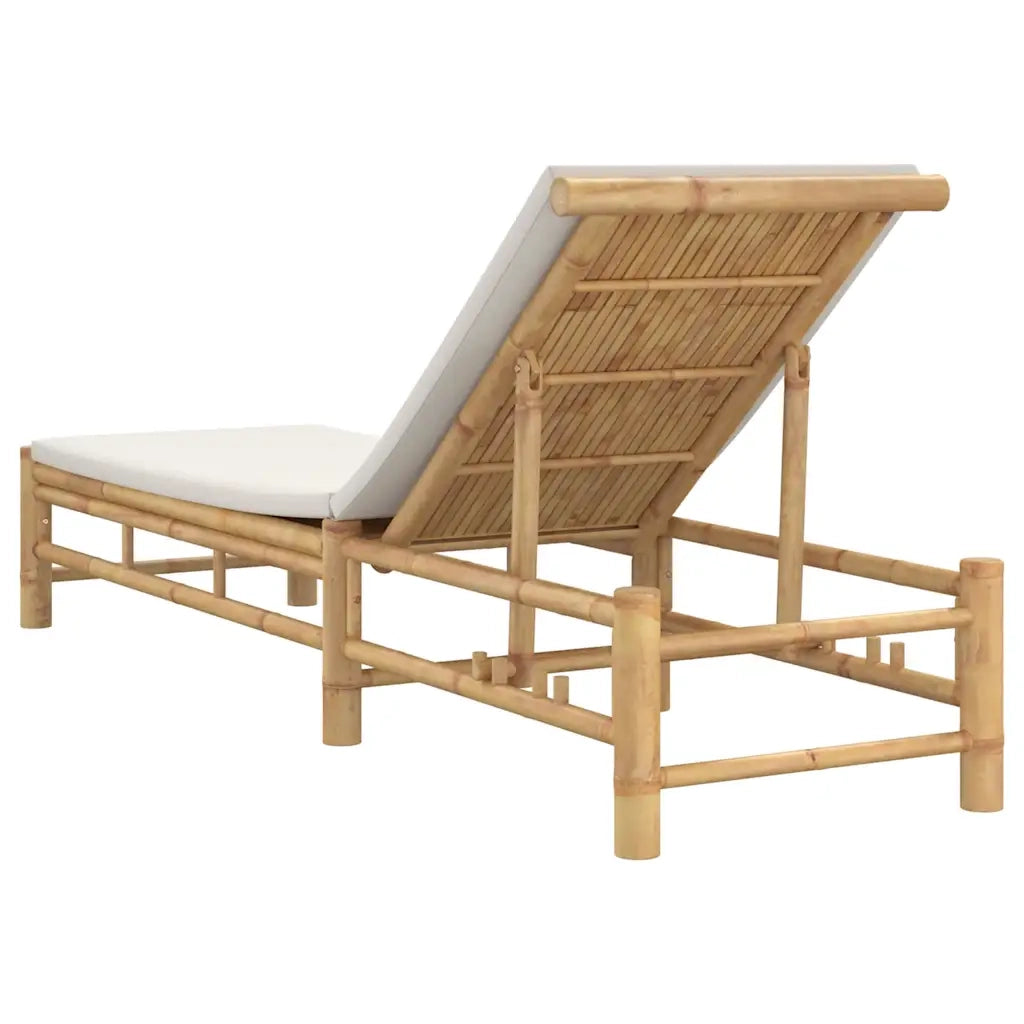 Lettino Prendisole con Cuscini 55x199x30 cm in Bambù 4108226