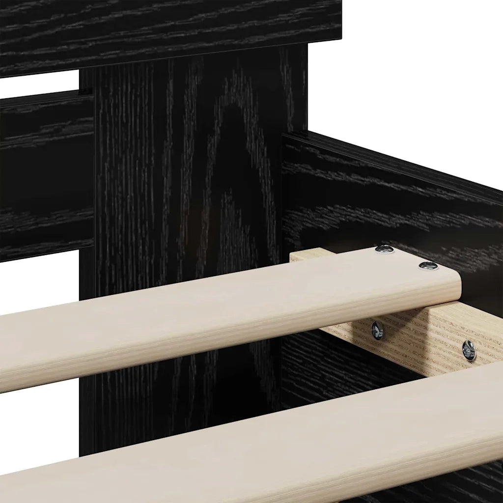 Letto singolo | Letto per adulti | Struttura del letto Rovere Nero 90 x 200 cm Legno multistrato