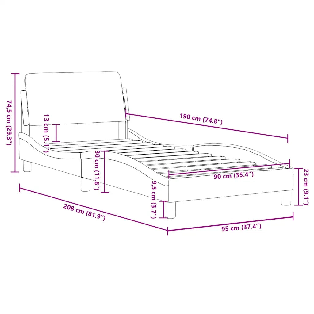 Struttura letto Dover Nera 90x190 cm in Similpelle 373323