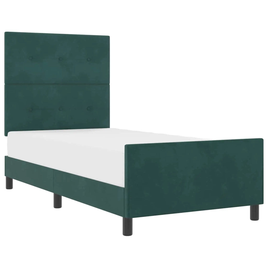 Letto a molle con testiera Verde Scuro 100 x 200 cm Velluto 3344924