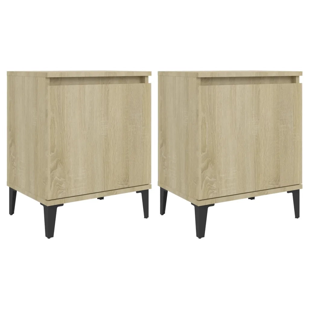 Comodini | Armadio da Notte | Mobiletto da notte con Gambe in Metallo Rovere Sonoma 40x30x50 cm