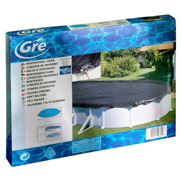 Copertura Invernale In 120 Gr/m² Gre 11,15 X 6,60 M Per Piscine Ovali Di 10,00 X 5,50 M Dimensione piscina: 10.00 X 5.50 m