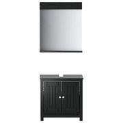 Set Mobili da Bagno | Armadio da bagno 2 pz BERG Nero in Legno Massello di Pino