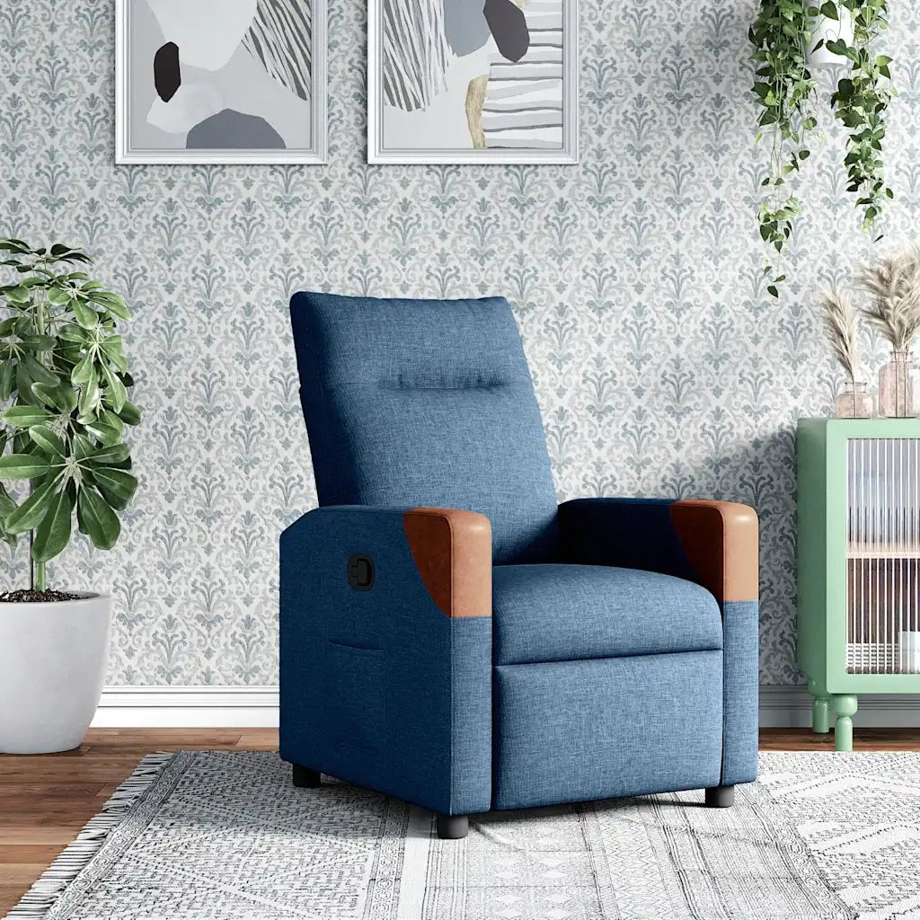 Poltrona | Sedia Relax Reclinabile Blu in Tessuto