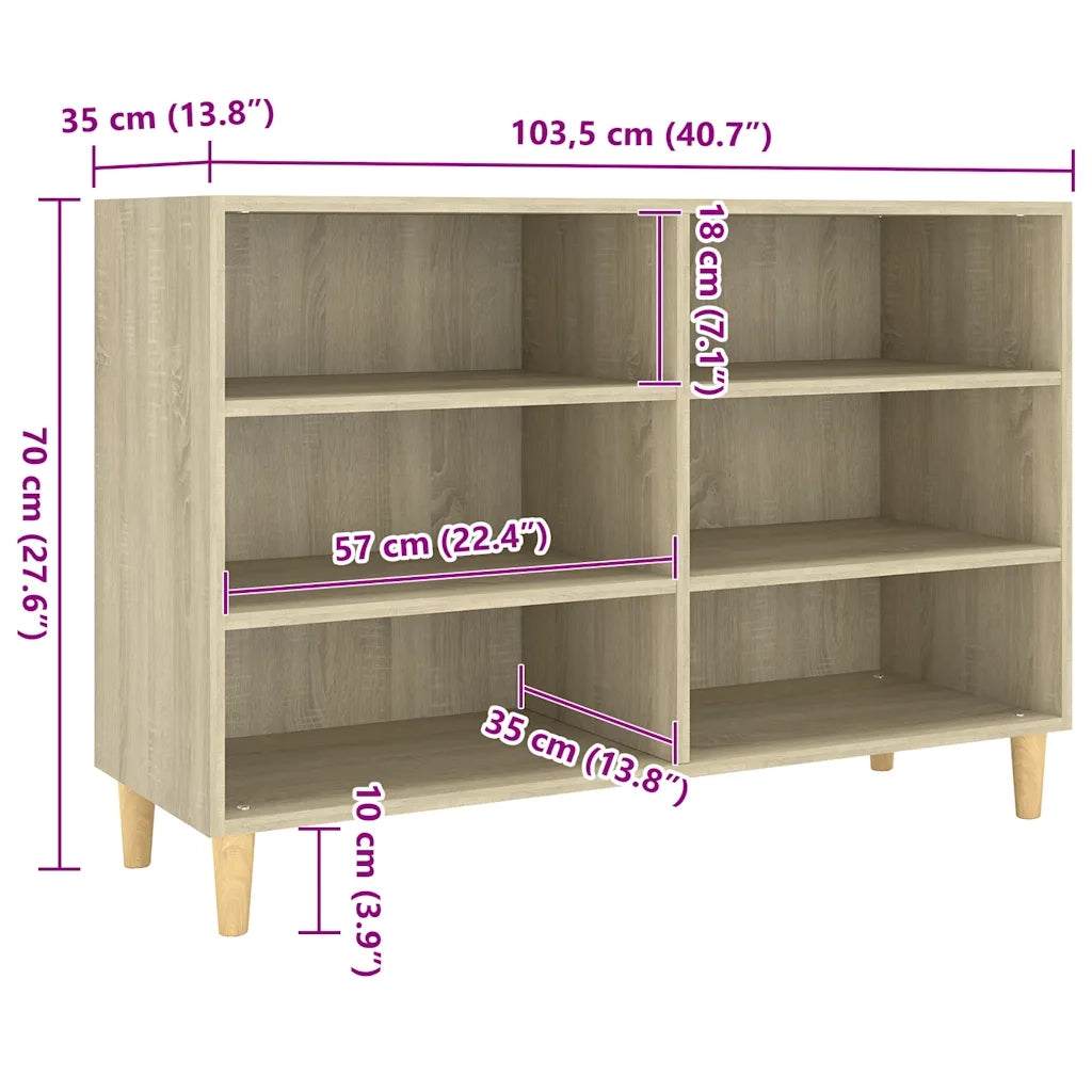 Credenza Rovere Sonoma 103,5x35x70 cm in Legno Multistrato 806034
