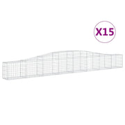 Cestini gabbioni recinzione a gabbia muro di contenimento ad arco 15 pezzi 400 x 30 x 40/60 cm ferro zincato argento 02_0040450