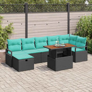 Set Divano da Giardino con cuscino 8 pcs Nero polyrattan 3360008