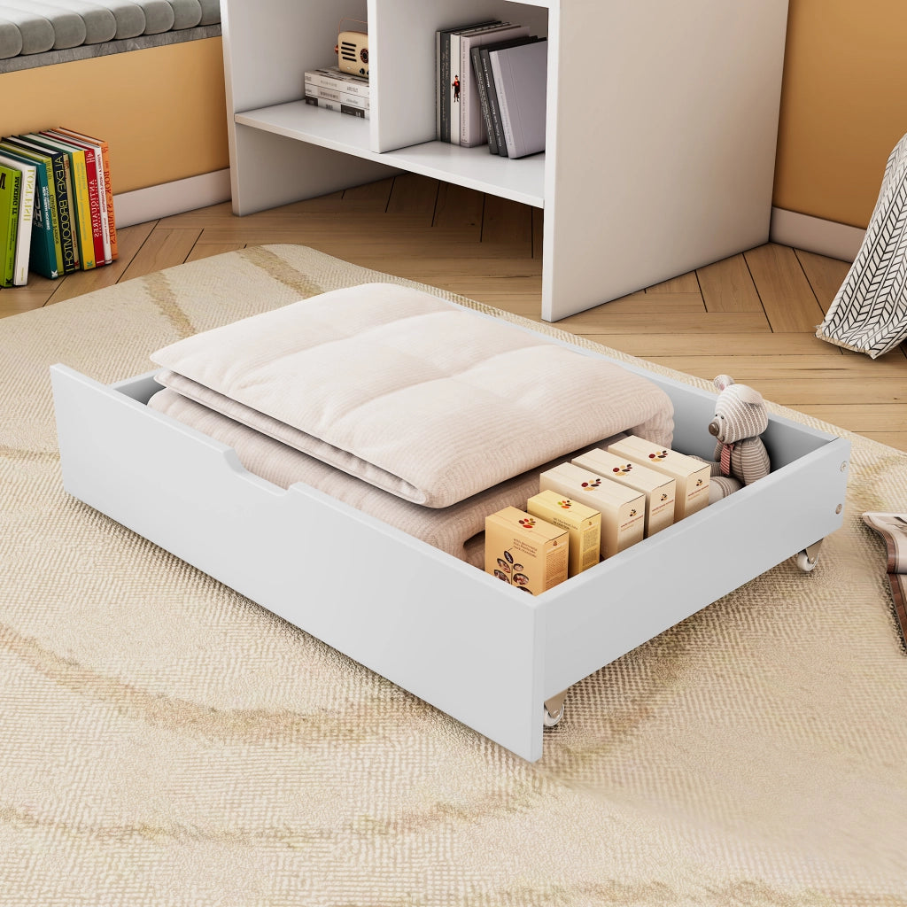 Cassetti per Letto con Spazio di Archiviazione ¨C Minimal ¨C Bianco 93x67x20cm con Ruote