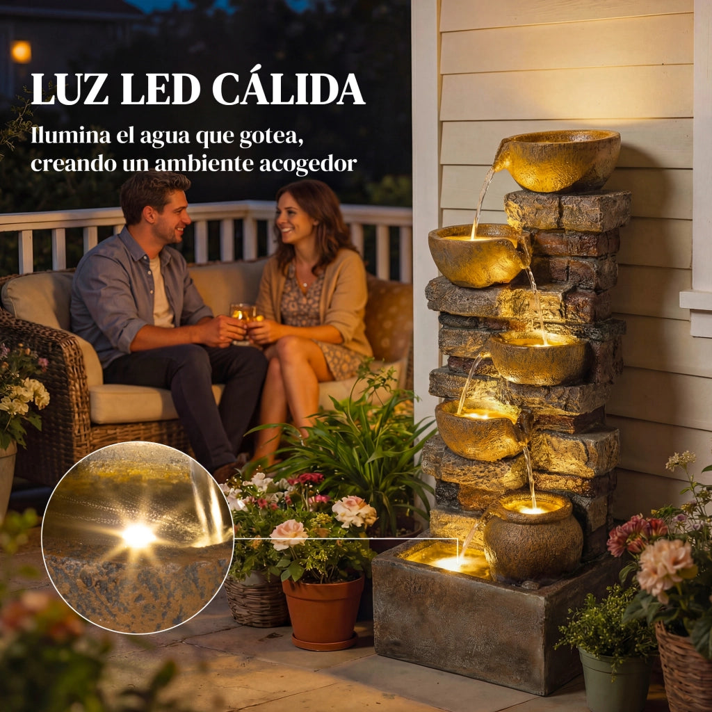 Fontana da Giardino con LED ¨C zephmum ¨C Marrone 5 Livelli