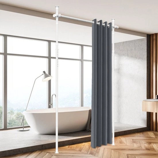 Gordino Verticale con Regolazione di Altezza - 1.22-3.05 m in altezza regolabile - Larghezza 70-177 cm regolabile - 3 Rodes Bianchi