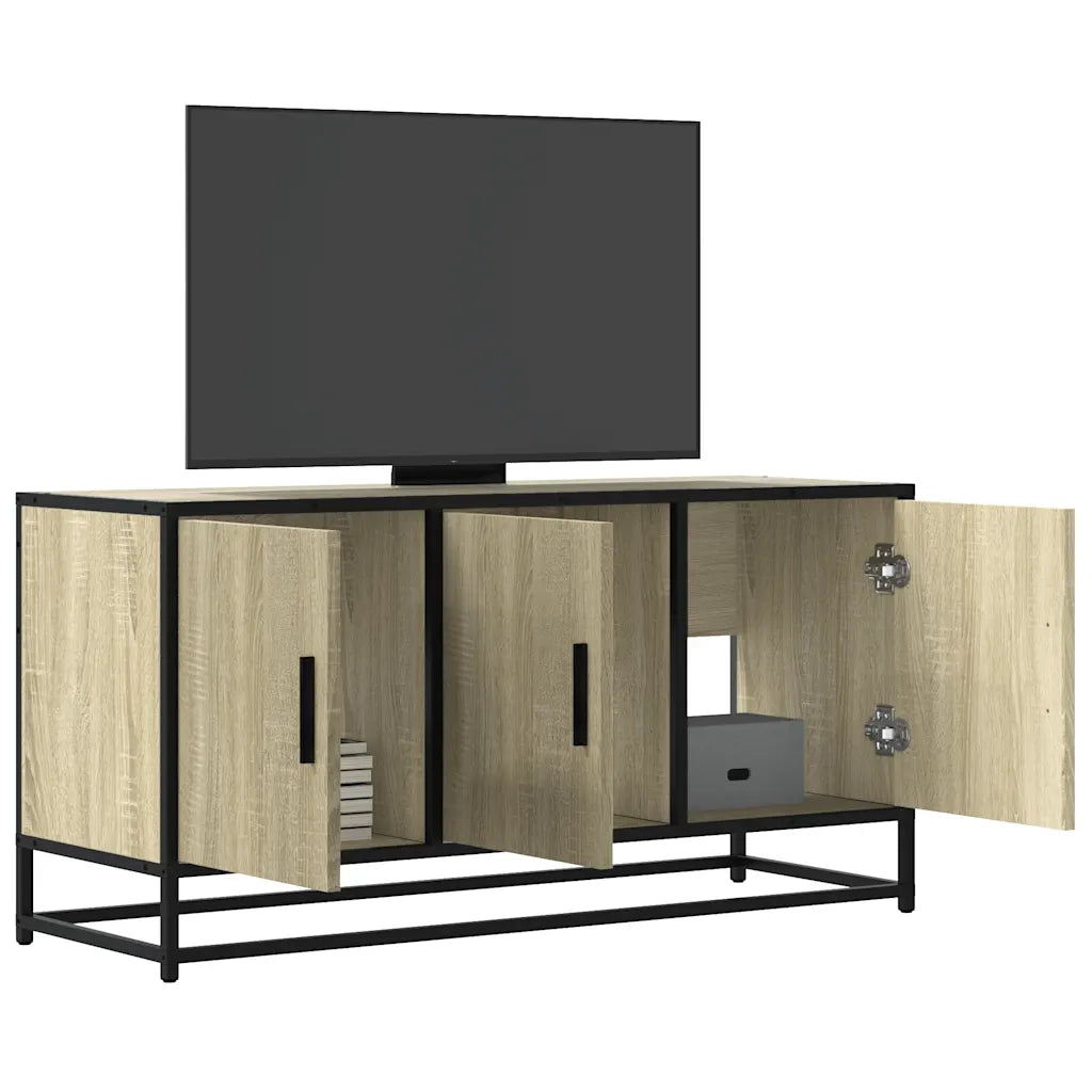 Mobile TV-Credenza per TV-Console TV Rovere Sonoma 100x35x50 cm Legno Multistrato Metallo