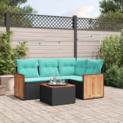Set Divani da Giardino 5 pz con Cuscini Nero in Polyrattan 3227618