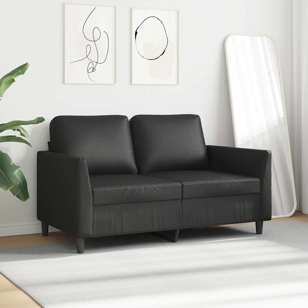 Divano a 2 Posti-Sofa 2 Posti Nero 120 cm in Similpelle 812669