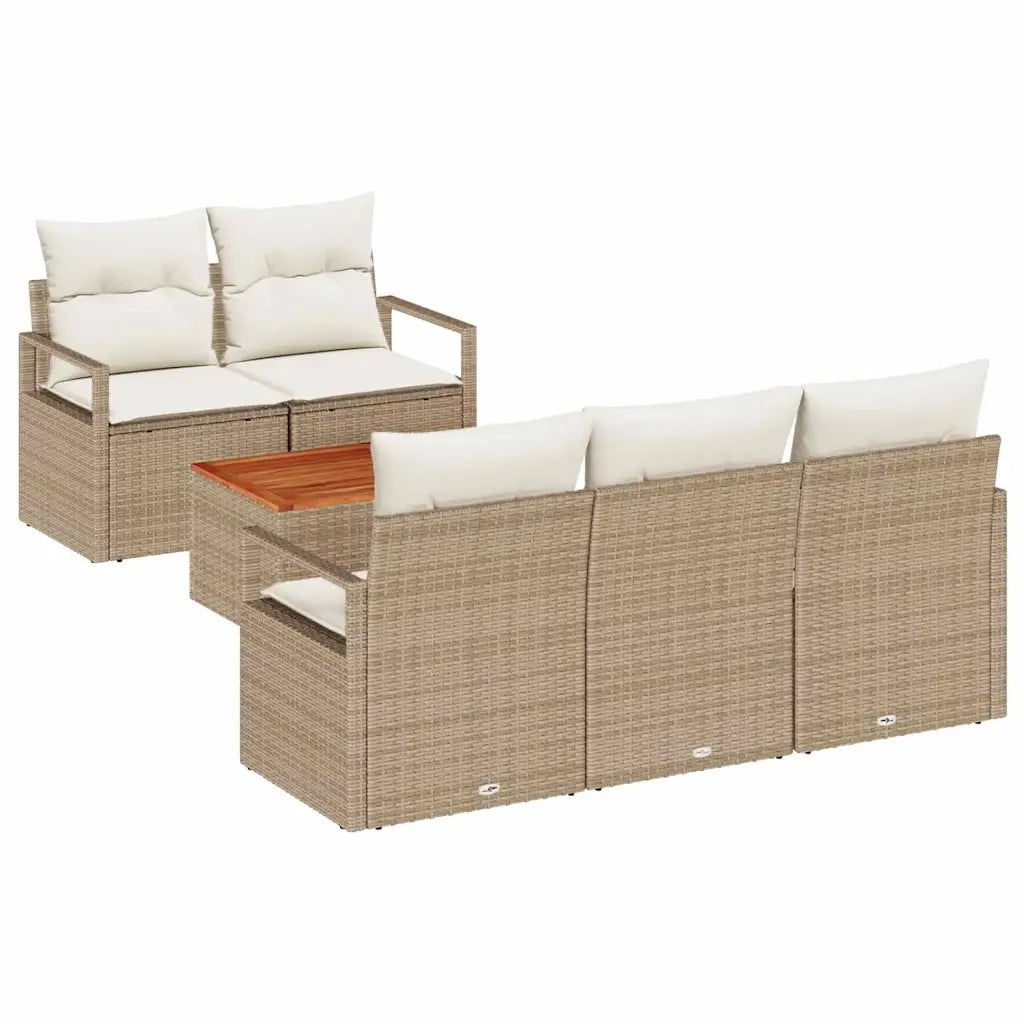 Set Divano da Giardino con cuscino 6 pcs Beige polyrattan 3347645