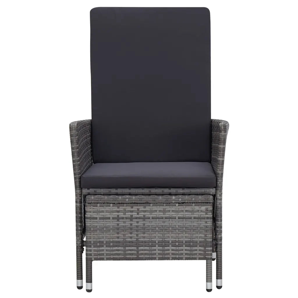 Sedia da Giardino | Sedie da Esterno Reclinabile con Cuscino in Polyrattan Grigio