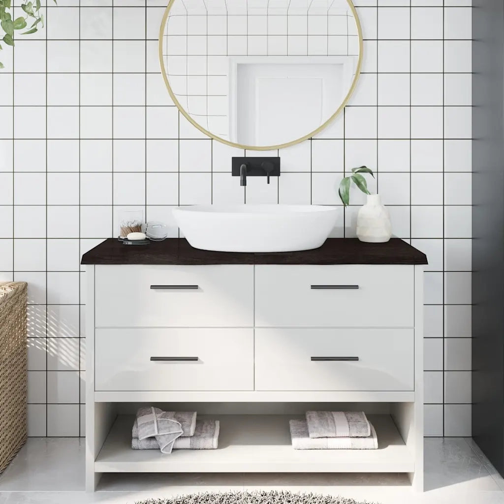 Piano Bagno Marrone Scuro 120x60x(2-4)cm Legno Trattato CFW6120562