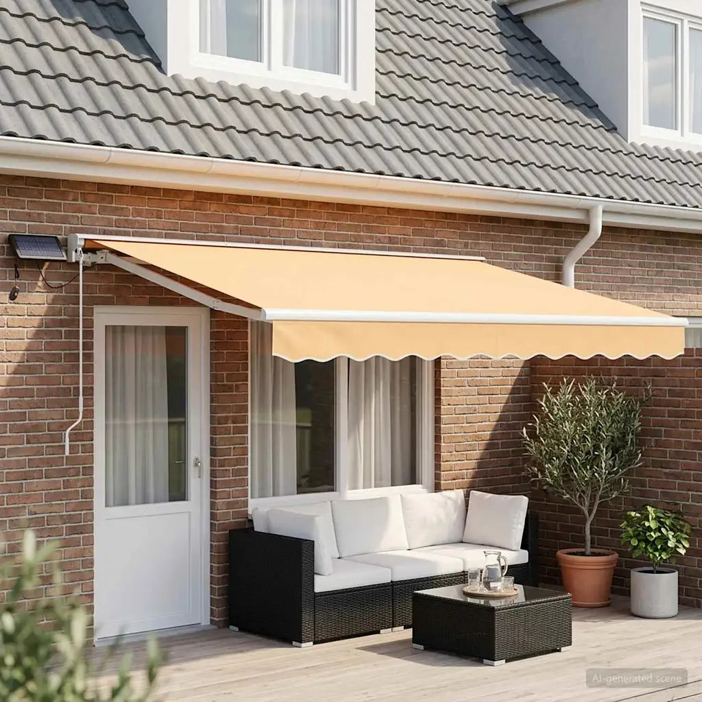 Cornice per Tenda Manuale con LED Sabbia 4 × 3,5 m 3426148