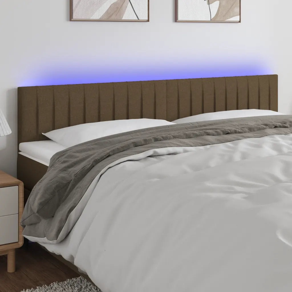 Testiera | Testata a LED Marrone Scuro 160x5x78/88 cm in Tessuto
