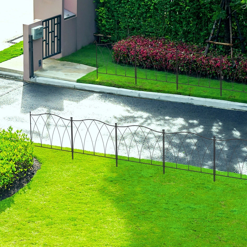 Recinzione Giardino ¨C Minimal ¨C 5 Pezzi 305x62 cm Nero Metallo