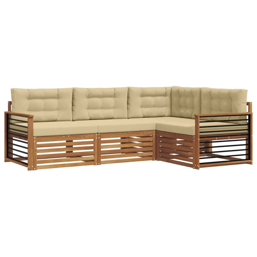 Set di divani da esterno con cuscino 4 pcs Naturale e Beige 3373393