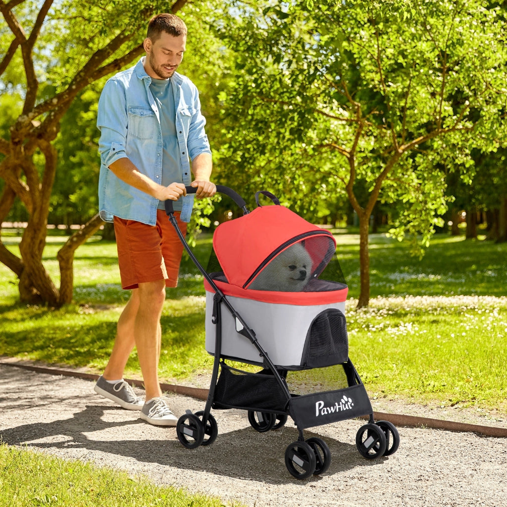 Trasportino per Cani Pieghevole con Tettuccio ¨C zephmum ¨C 82x49.5x98cm, Rosso