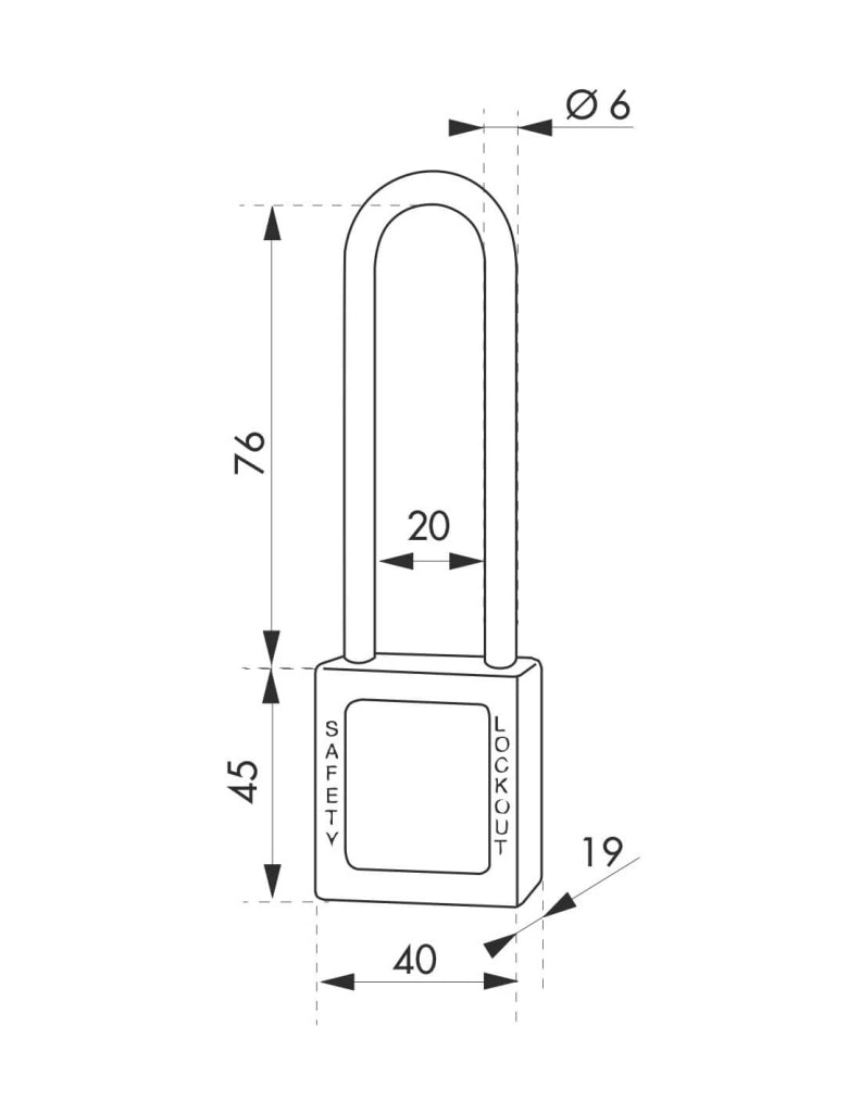 Lucchetto con arco in acciaio Ø 6 x 76 mm, arancione – THIRARD