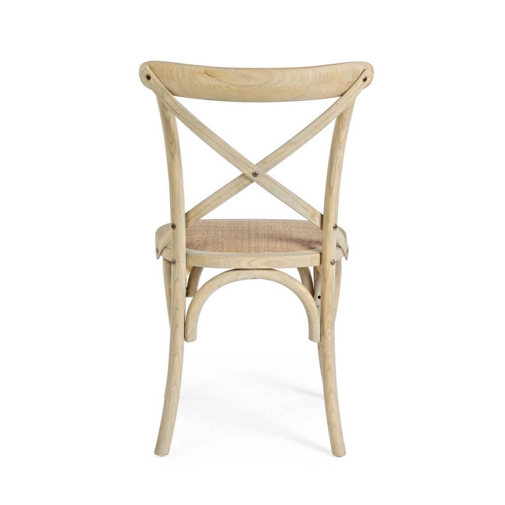 Sedia in Legno di Olmo con Seduta in Rattan Naturale - CROSS