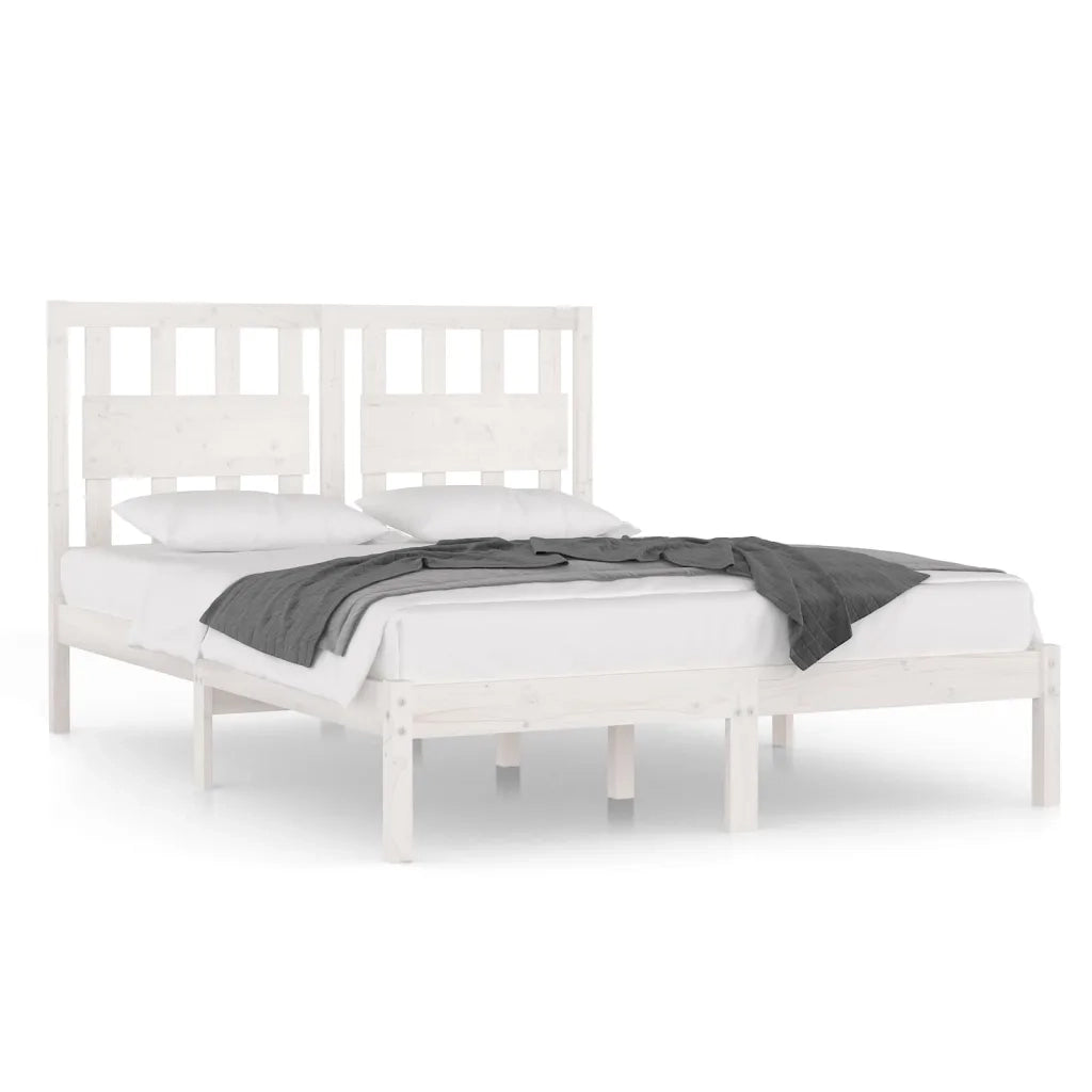 Giroletto-Struttura Letto Bianco in Legno Massello di Pino 140x200 cm 752686