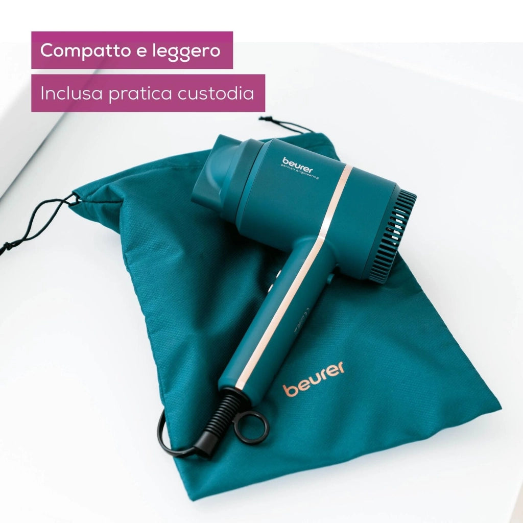 Beurer HC 35 Ocean Asciugacapelli 2000 W Ioni 3 velocita' 3 temperature Custodia e Concentratore inclusi colore Blu Petrolio