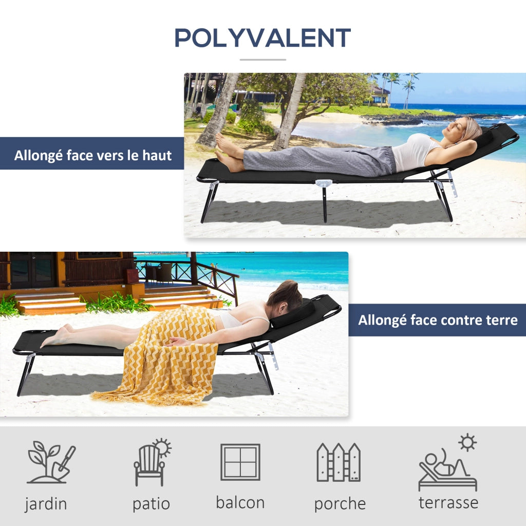 Chaise Longue Pieghevole per Giardino ¨C Minimal ¨C Nero