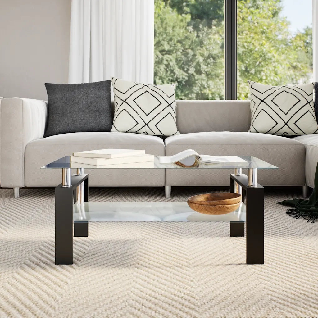 Tavolino Grigio e Trasparente 95x55x40 cm Vetro Temperato 330305