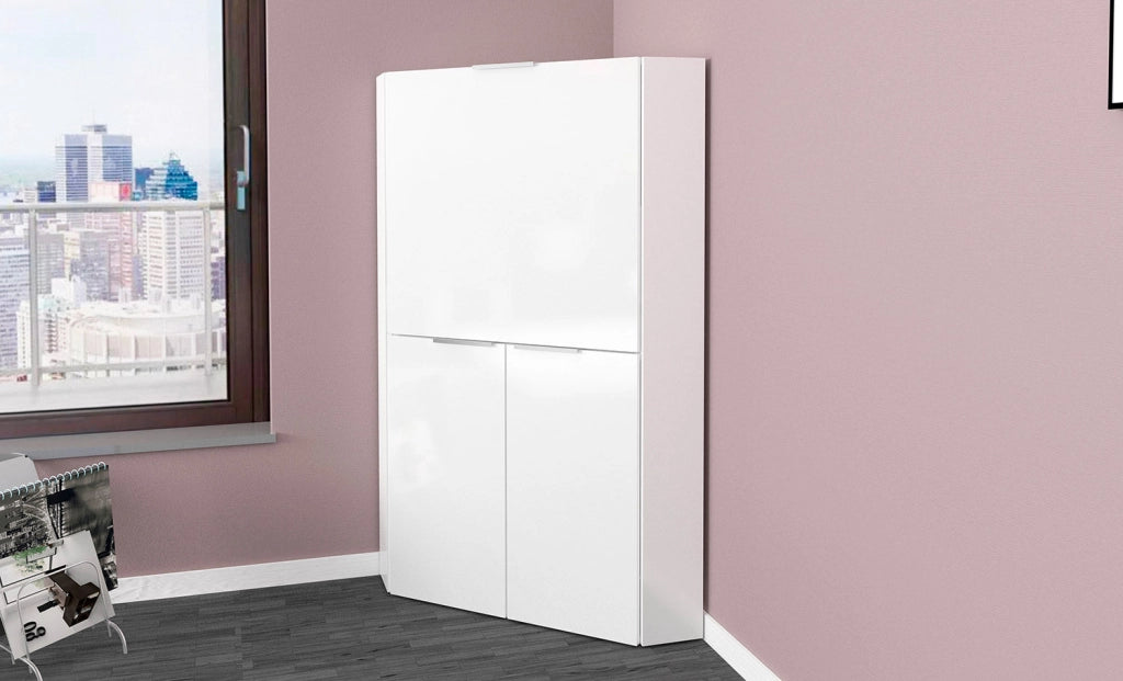 Scrivania Angolare 70x35x140 cm Dalia Bianco Lucido