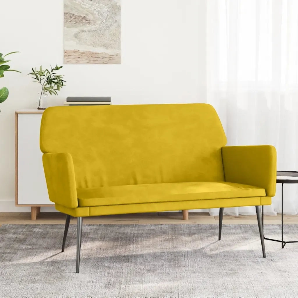 Panca-Sgabello-Divanetto Gialla 108x79x79 cm in Velluto 429158