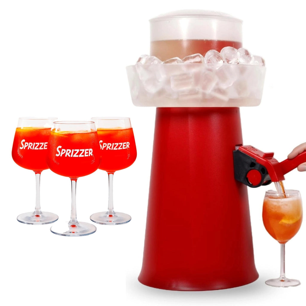 SPRIZZER Kit Aperitivo in Plastica Rosso con 3 Bicchieri - Set Completo per Aperitivi Freschi e Frizzanti Design Italiano Codice SPRIZZER-ROSSO-3-BICCHIERI