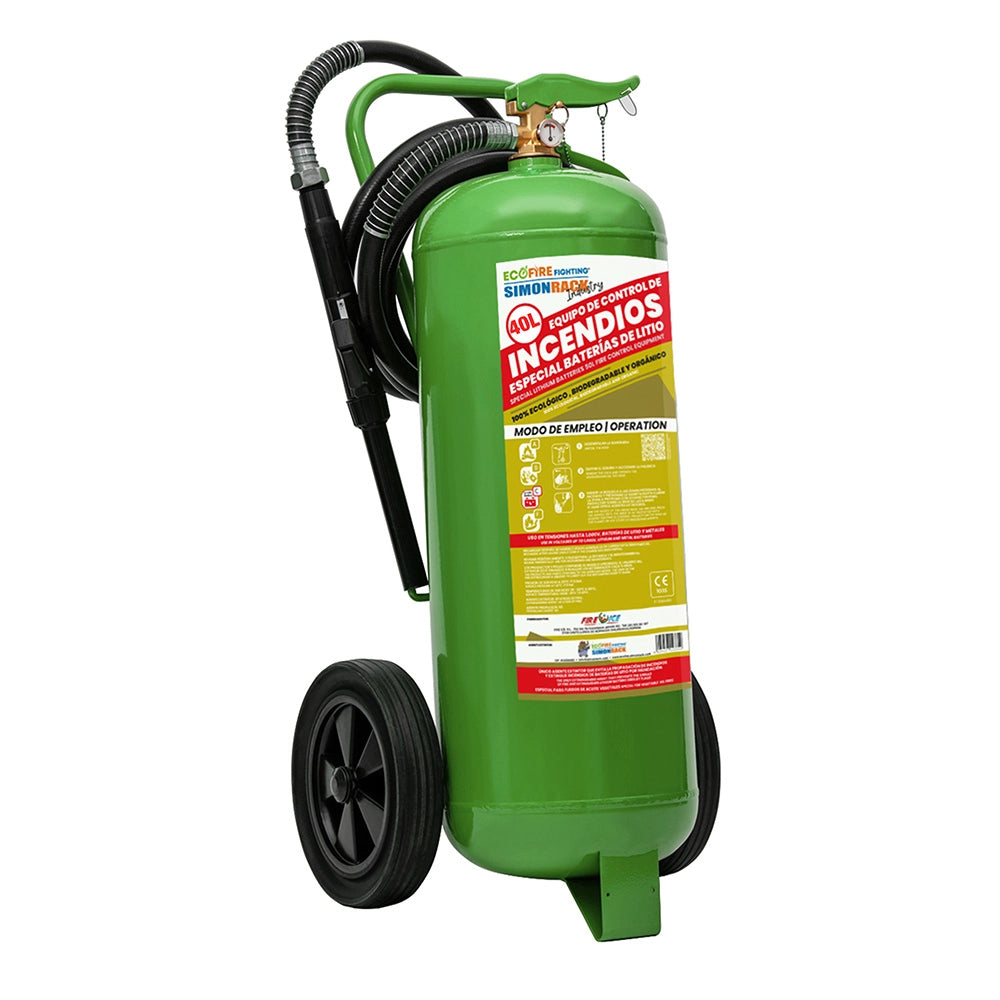 Estintore ecologico 40 lt.Ecofire su carrello classi spegnimento A-B-C-D-F-Li-(batterie al litio) casa auto lavoro Simonrack