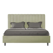 BS COM Letto matrimoniale con rete imbottito 160x210 microfibra tè verde