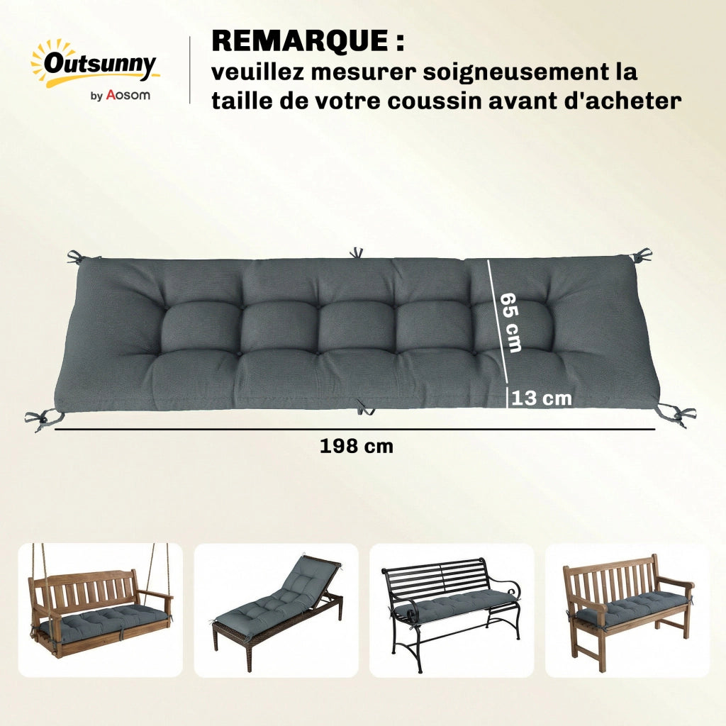 Cuscino per Lettino Prendisole ¨C Xylo ¨C Memory Foam Grigio Scuro 198x65x13cm