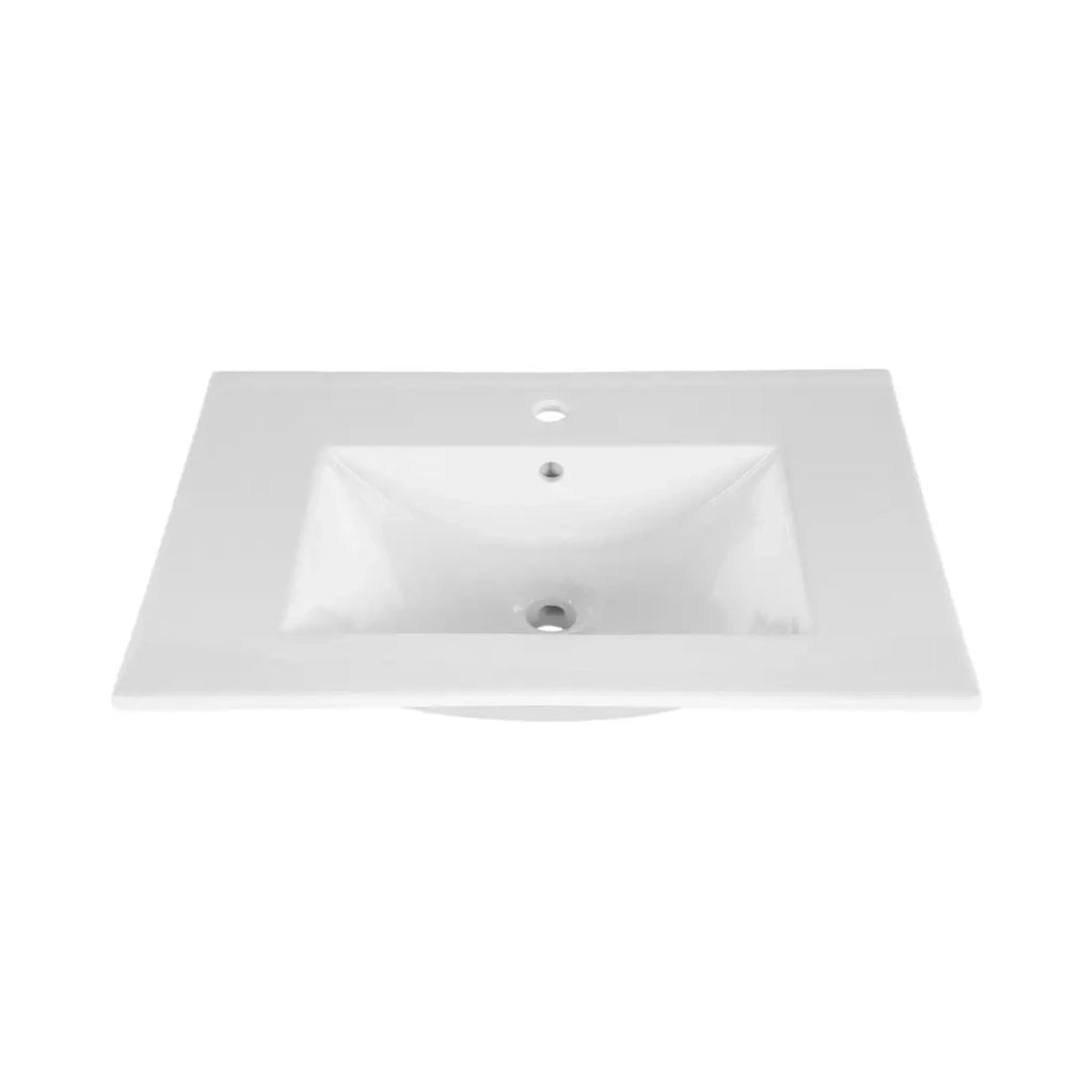 Set da bagno sospeso OSTER 80cm: mobile sotto lavabo con cassetti bianco + lavabo incassato bianco