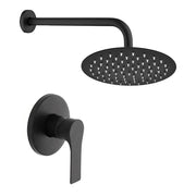 Set doccia nero opaco con braccio 35cm, soffione 30cm e miscelatore linea Flat