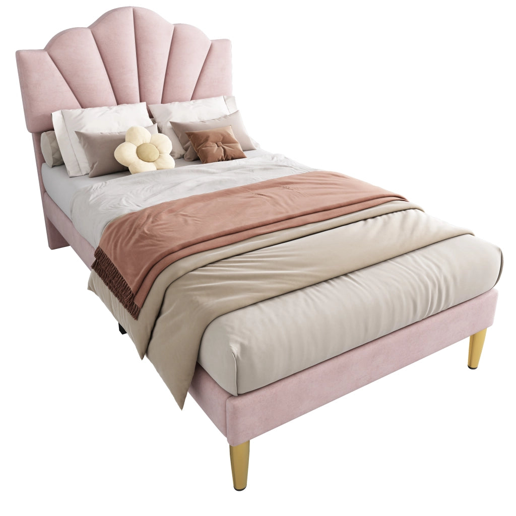 letto imbottito velluto rosa 90 x 200 cm