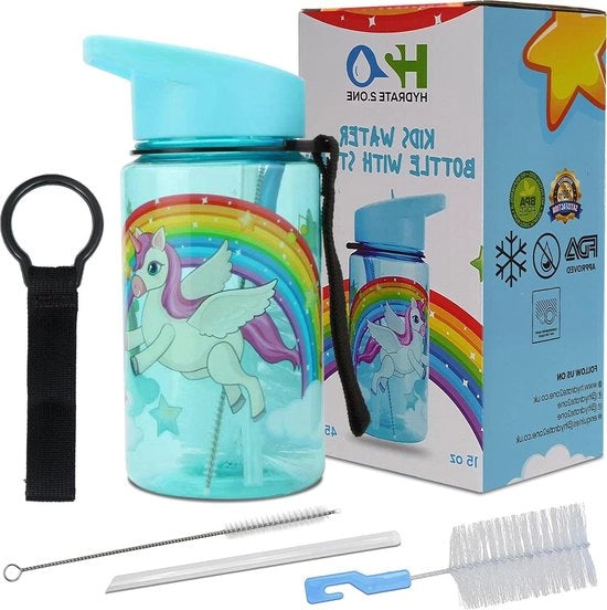 Biberon con imbuto per bambini - bicchiere per bere non percolante per scuola 400ml - adatto per bambini di entrambi i sessi e bambini di età prescolare - biberon per bambini con imbuto unico