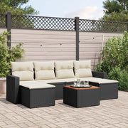 Set Divani da Giardino con Cuscini 7pz Nero Polyrattan