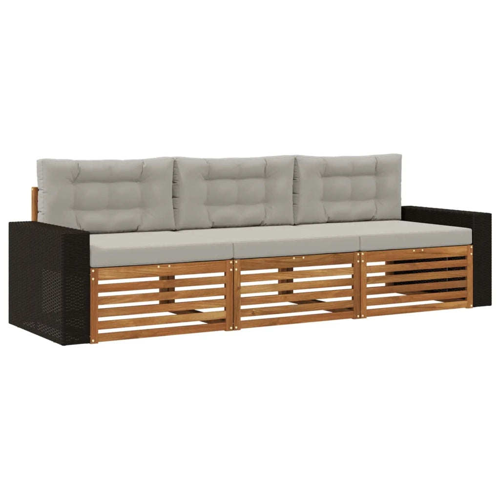 Set di divani da esterno 3 pcs Naturale e Grigio Chiaro 3382974