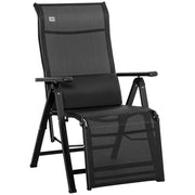 Sedia da Giardino Reclinabile Pieghevole con Cuscino Lombare ¨C Minimal ¨C Nero 70x65x111 cm