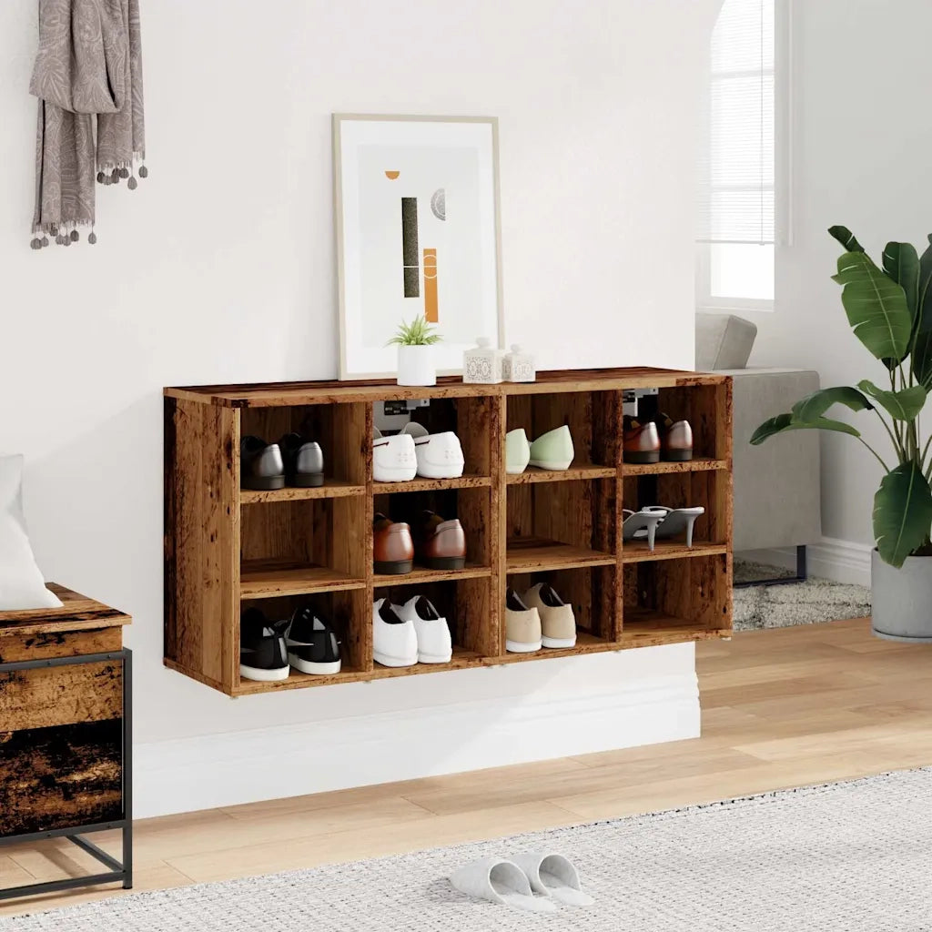 Scarpiere 2 pz-Set di 2 Scaffale per scarpe Legno Antico 52x30x50 cm
